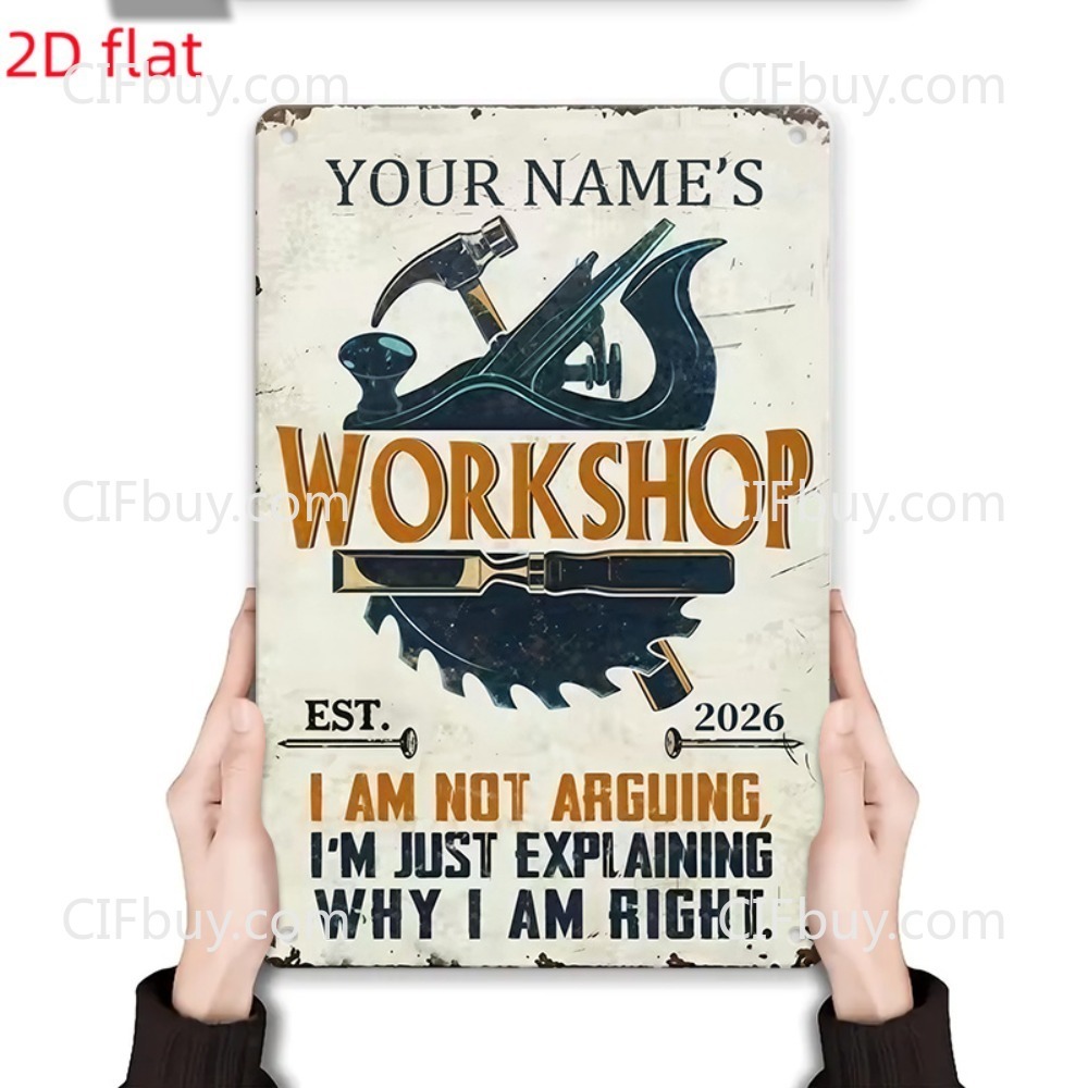 Insegna in Metallo Vintage 2D  - Workshop Tools With Name recensione e prezzo